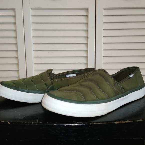 Keds Shoes - Keds Olive Green Quilted Slip-On Sneakers Size 7 Softerra Comfort